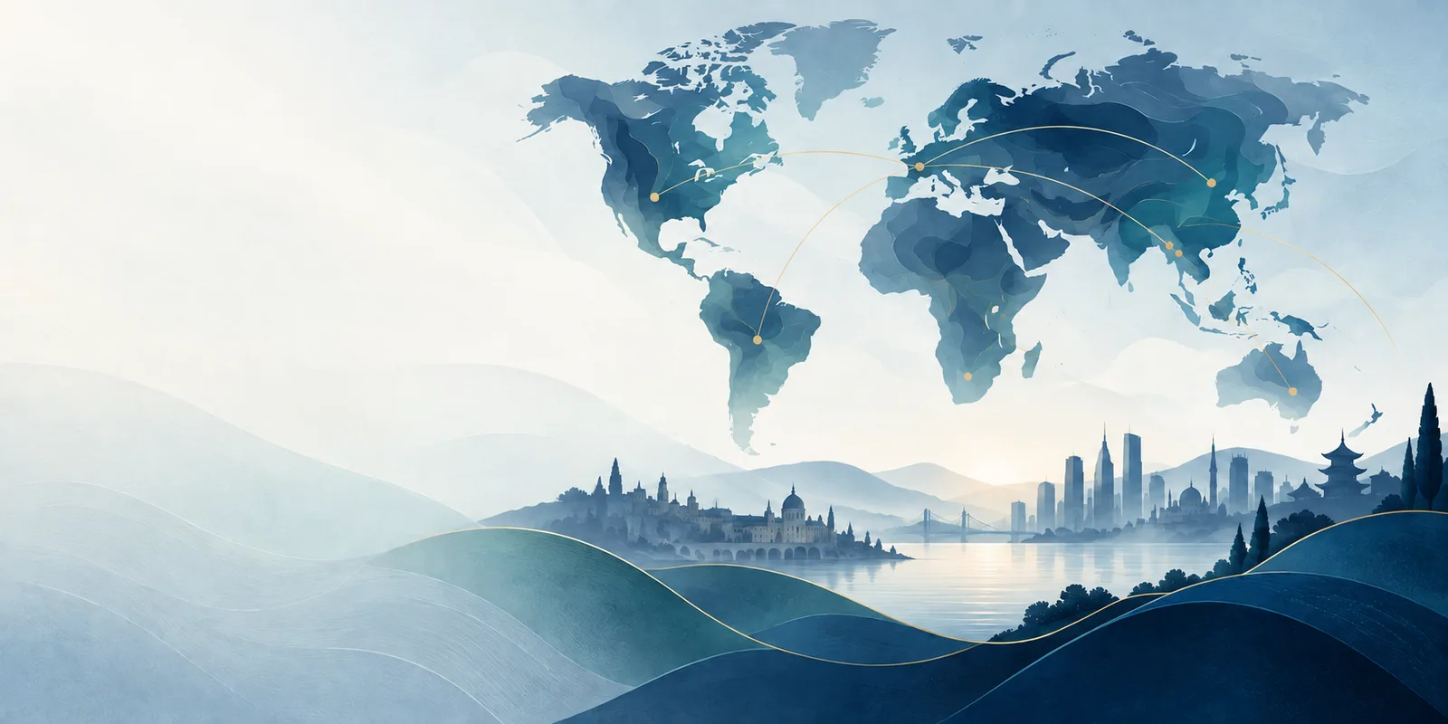 Global mobility map connecting destinations and city horizons
